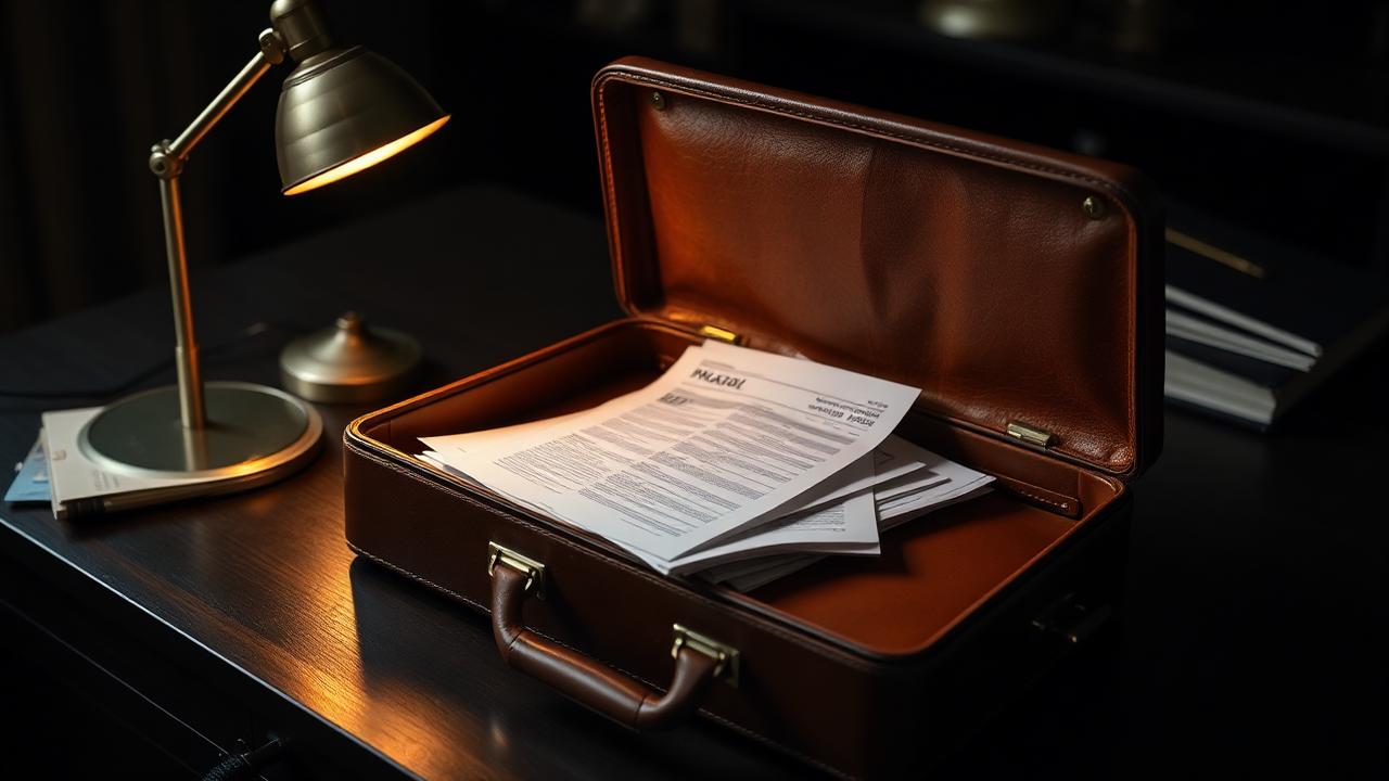 Open briefcase with financial paperwork