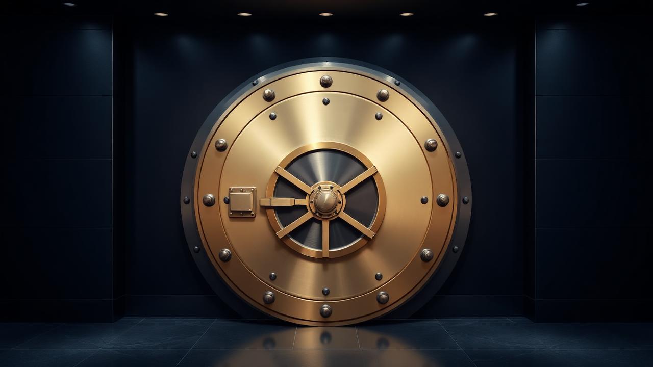 Polished bank vault door