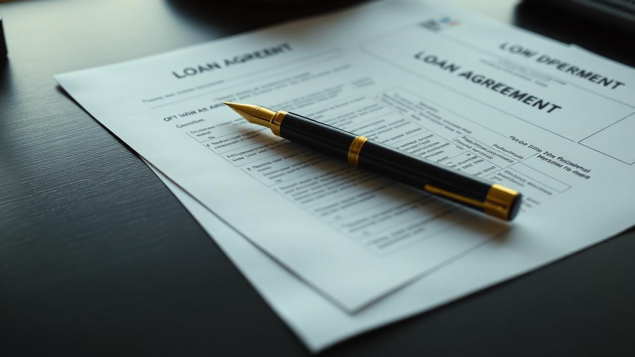 Loan agreement with a gold fountain pen